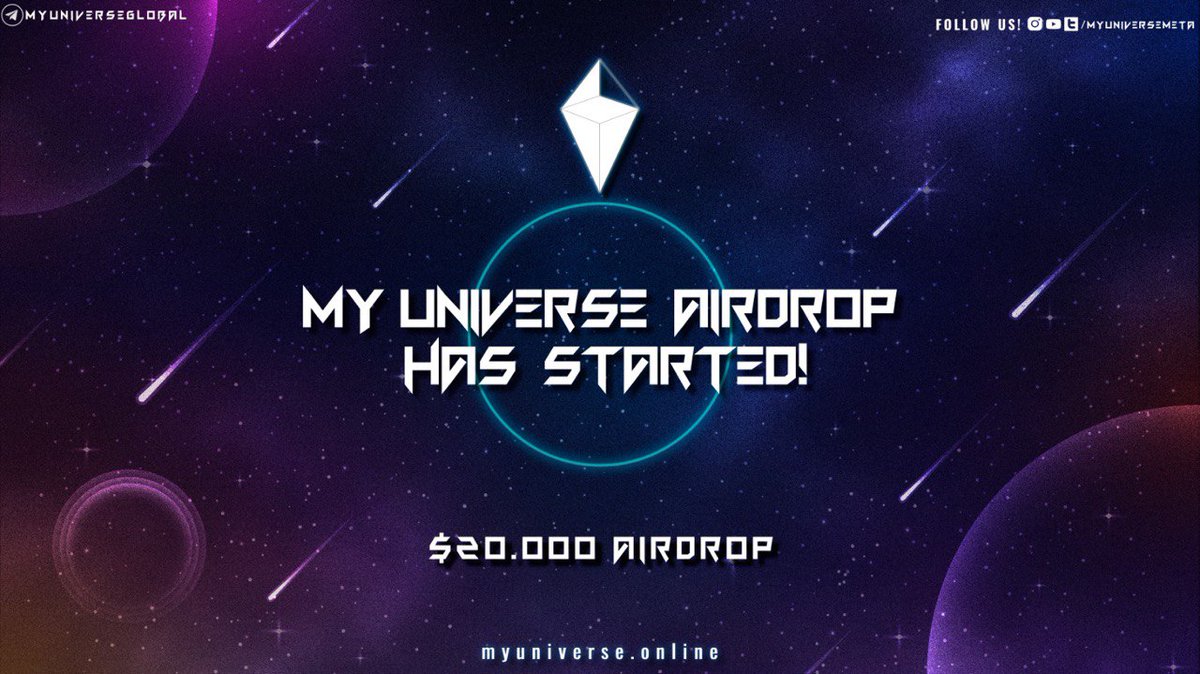 💧 My universe Airdrop 💧

🏆 Task: ➕ 4000 MYUNI (~$4) for 4000 random participants

👨‍👩‍👧 Referral: ➕ 40,000 MYUNI (~$40) for top 100 referrers

🔛 Airdrop Link &amp; Information: t.me/AirdropStar/45…

#cryptocurrency #Airdrop #BSC #Bitcoin #USDT #Myuniverse #MYUNI #Airdropstario