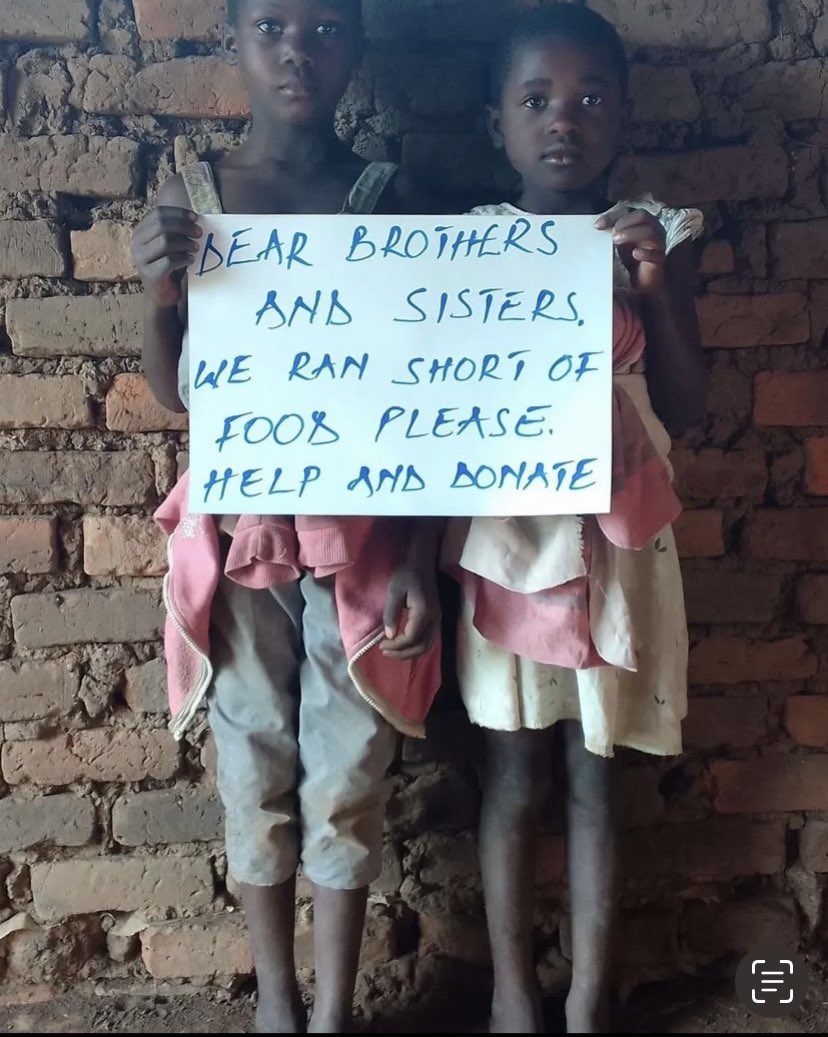 DEAR BROTHERS
AND
SISTERS
WE RAN SHORT OF
FOODS PLEASE.
HELP AND DONATE