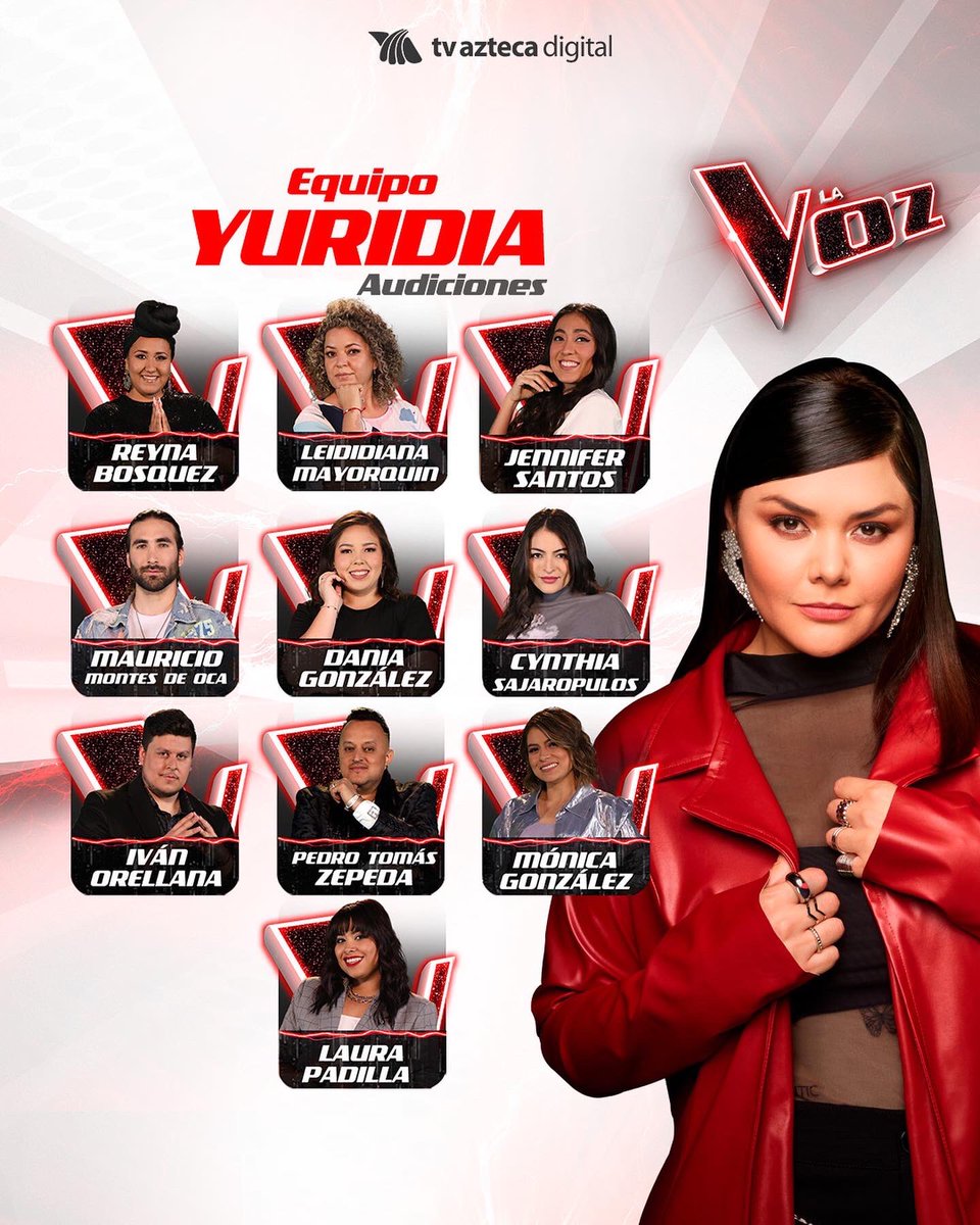 LaVozTvAzteca's tweet photo. ¡Esta noche de audiciones así queda conformado el equipo de @yuritaflowers! ✌🏼👩🏻 #MiCoachDeLaVoz

Acompáñala a seguir uniendo voces el próximo lunes, 7:30 p.m., por @AztecaUNO. https://t.co/EN0aNXlx9s