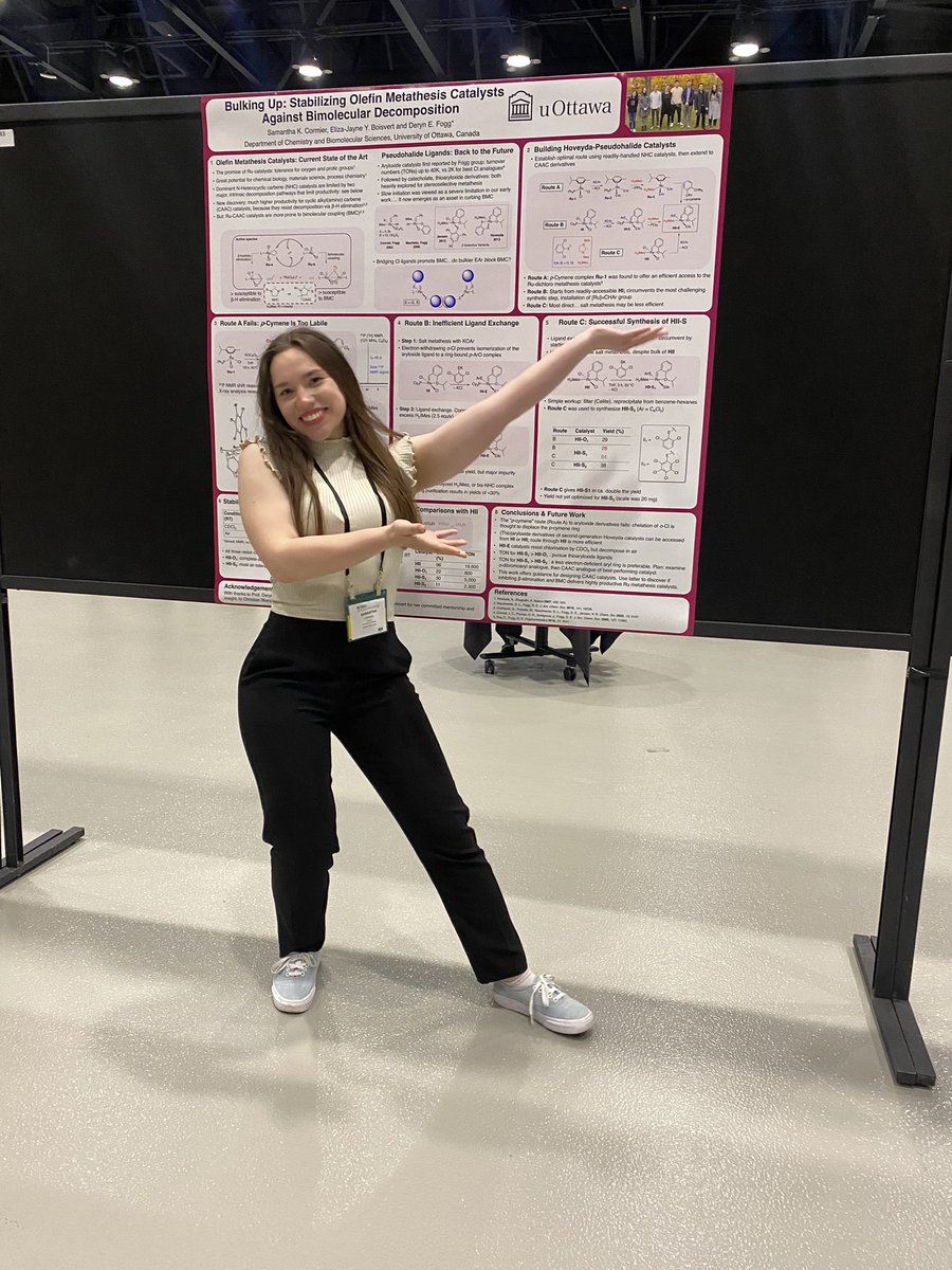 Fogg Lab (@fogglab) on Twitter photo Our dear <a href="/SammyKat9/">Samantha Cormier</a> is very happy to show her work on the synthesis of robust olefin metathesis catalysts at #CCCE2022! <a href="/cscinorgdiv/">CSC Inorganic Division</a> <a href="/uOttawaScience/">uOttawa Science</a> #WomeninSTEM #Chemistry Our dear <a href="/SammyKat9/">Samantha Cormier</a> is very happy to show her work on the synthesis of robust olefin metathesis catalysts at #CCCE2022! <a href="/cscinorgdiv/">CSC Inorganic Division</a> <a href="/uOttawaScience/">uOttawa Science</a> #WomeninSTEM #Chemistry
