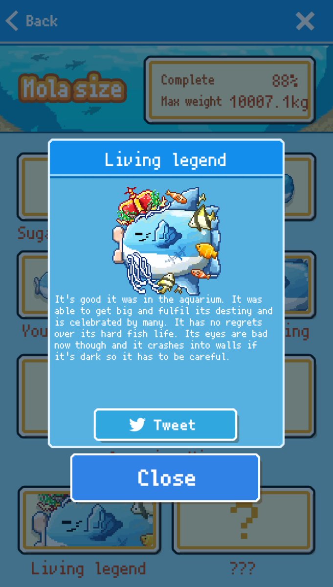 マンボウが「Rank8:Living legend」に進化したよ！ 無料育成ゲーム【生きろ！マンボウ】 #マンボウ selectbutton.jp/apps/manbo