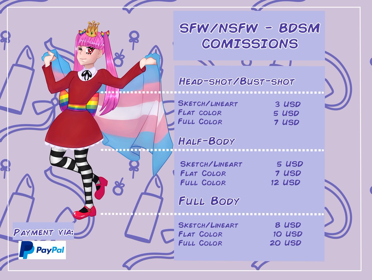 xonweesNSFWtime's tweet photo. Price table updates!
Remember that if you are interest in a comission, you can send me an inbox 💗💗💗
#comission #comissionsopen #comissiontable https://t.co/m7Ic51zaiJ