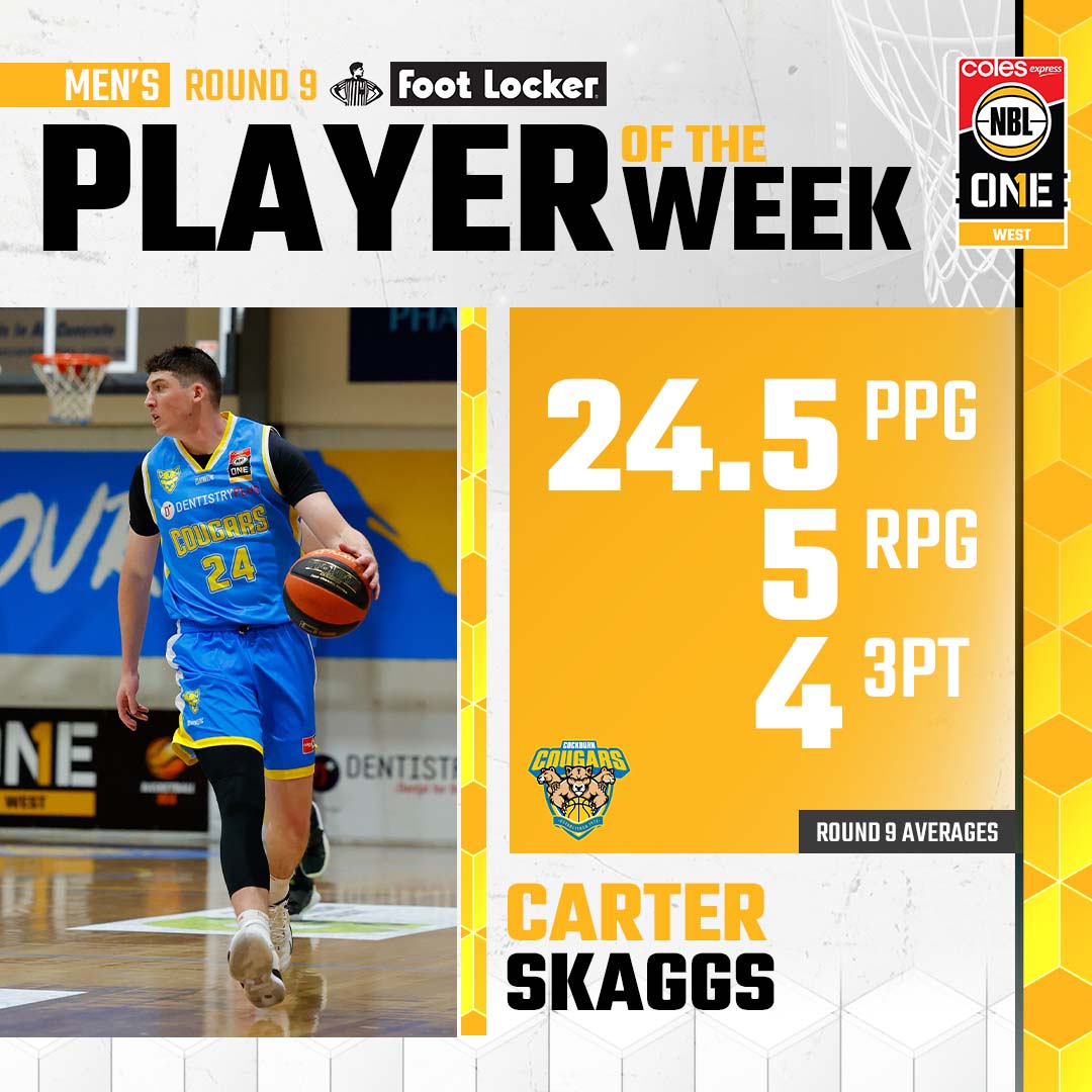 #𝐍𝐁𝐋𝟏𝐖𝐄𝐒𝐓 𝐅𝐨𝐨𝐭𝐥𝐨𝐜𝐤𝐞𝐫 𝐏𝐥𝐚𝐲𝐞𝐫 𝐨𝐟 𝐭𝐡𝐞 𝐖𝐞𝐞𝐤 - 𝐌𝐄𝐍'𝐒 𝐃𝐈𝐕𝐈𝐒𝐈𝐎𝐍

Congratulations to Carter Skaggs from Cockburn Cougars who is this weeks NBL1 West Footlocker Player of the Week. 

🏀  24.5 ppg
💥  5 rpg
🤟  4 3pt

#nbl1west