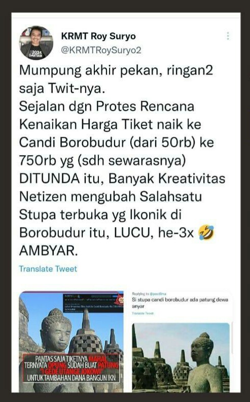 Hey.! Koncoan NKRI,ayo naikin tagar #TangkapRoySuryo
Tag 24 jam sampai deal ke akun tim Keong Balap <a href="/CCICPolri/">Direktorat Tindak Pidana Siber Bareskrim Polri</a> Bos lemak <a href="/ListyoSigitP/">Listyo Sigit Prabowo</a> &amp; Pertapa Genit <a href="/mohmahfudmd/">Mahfud MD</a> agar cepet di karetin&amp;di masukin bui itu si pucuk tokai <a href="/KRMTRoySuryo2/">KRMT Roy Suryo</a> atas postingan ini👇
#GasPoll
#Edankeun 🔥🎯
