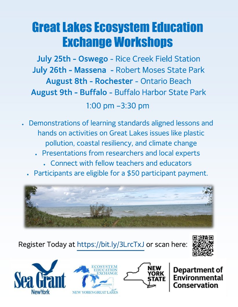 Get Real! Science (@getrealscience) on Twitter photo Want to teach about the #GreatLakes?! You're in luck! Teachers can get paid to attend this training on the #GreatLakes #STEM #Education #Ecosystem! Amazing! Register now! We are excited to see you there, Get Real! Science...
cornell.ca1.qualtrics.com/jfe/form/SV_bp… <a href="/SeaGrant/">NOAA Sea Grant</a> <a href="/NYstateparks/">NY State Parks</a> Want to teach about the #GreatLakes?! You're in luck! Teachers can get paid to attend this training on the #GreatLakes #STEM #Education #Ecosystem! Amazing! Register now! We are excited to see you there, Get Real! Science...
cornell.ca1.qualtrics.com/jfe/form/SV_bp… <a href="/SeaGrant/">NOAA Sea Grant</a> <a href="/NYstateparks/">NY State Parks</a>