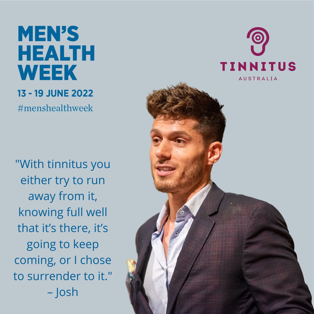 Josh Piterman spoke movingly about his experience with tinnitus last year at Soundfair's HearMe event. zcu.io/YMoT #menshealthweek