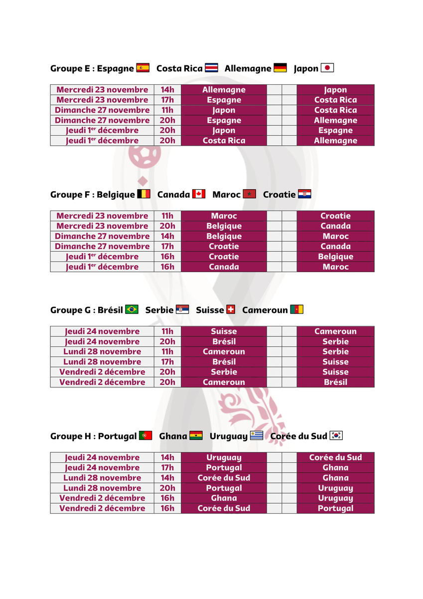ActuFoot_'s tweet photo. 🚨 OFFICIEL ! Le calendrier COMPLET de la Coupe du monde 2022 ! 🏆🇶🇦 https://t.co/GS4CVbaW78