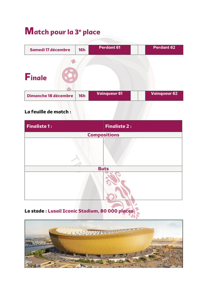 ActuFoot_'s tweet photo. 🚨 OFFICIEL ! Le calendrier COMPLET de la Coupe du monde 2022 ! 🏆🇶🇦 https://t.co/GS4CVbaW78