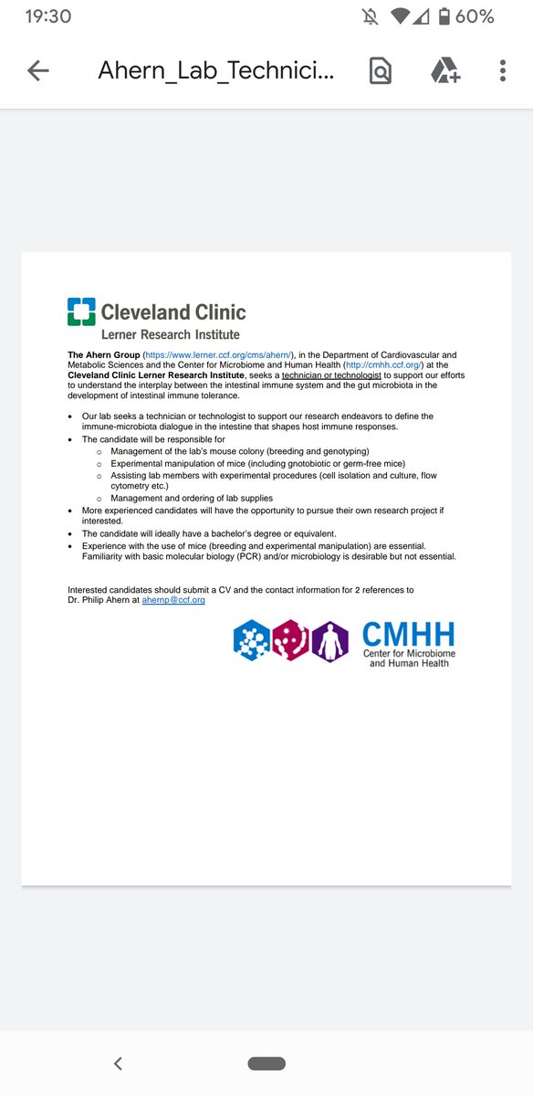 PhilipAhern (@philipahern) on Twitter photo We have an opening for a technician to help our efforts to understand gut microbe-immune interactions. This is an ideal position for someone wanting to head to graduate school. Lerner Research Institute is a great place to work and Cleveland is a fun and affordable place to live We have an opening for a technician to help our efforts to understand gut microbe-immune interactions. This is an ideal position for someone wanting to head to graduate school. Lerner Research Institute is a great place to work and Cleveland is a fun and affordable place to live