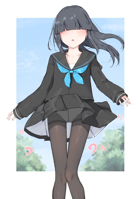 目隠れガール 白タイツ/黒タイツ 