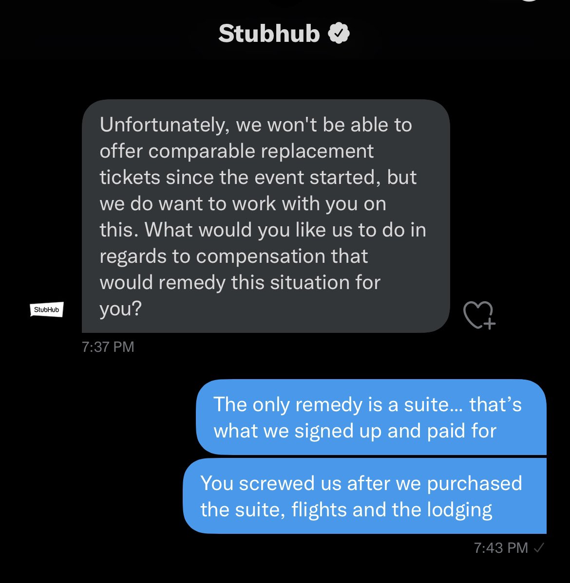 Bcarp3's tweet photo. Unreal by @StubHub https://t.co/dp1nRZZIyJ