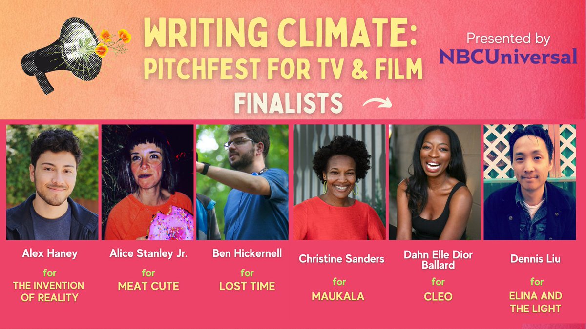 YEAimpact's tweet photo. *drumroll please*... Announcing our Writing Climate Pitchfest finalists!

#WritingClimatePitchfest #WritingClimateStories #ClimateStorytelling #HollywoodClimateSummit #ScreenwritingCompetition #sustainability #climateaction #GreenFilmmaking #CarbonFootprint #ClimateStories 1/4 https://t.co/VXIxHBFSG9
