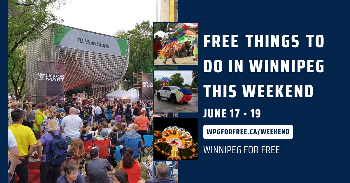 Winnipeg for Free (@wpgforfree) on Twitter photo Free Things to Do in Winnipeg 
This Weekend June 17 – 19
--
Winnipeg Jazz Festival @ Old Market Square, Indigenous Day Live, and free admission to Canadian Museum for Human Rights are this week's must-see events. Click the link for more free events. wp.me/PakXUx-a4P Free Things to Do in Winnipeg 
This Weekend June 17 – 19
--
Winnipeg Jazz Festival @ Old Market Square, Indigenous Day Live, and free admission to Canadian Museum for Human Rights are this week's must-see events. Click the link for more free events. wp.me/PakXUx-a4P