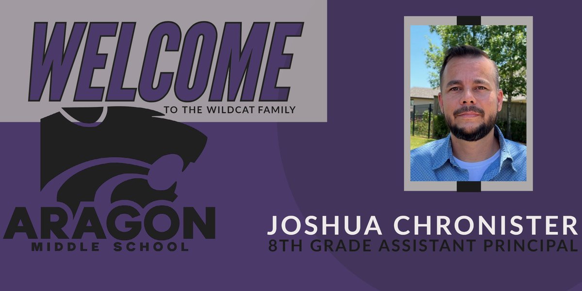LloydTurnerJr's tweet photo. Congratulations to our new @AragonWildcats Assistant Principal, Mr. Joshua Chronister. Welcome to the Wildcat Family. We are excited to have you! https://t.co/teWK9LakcI