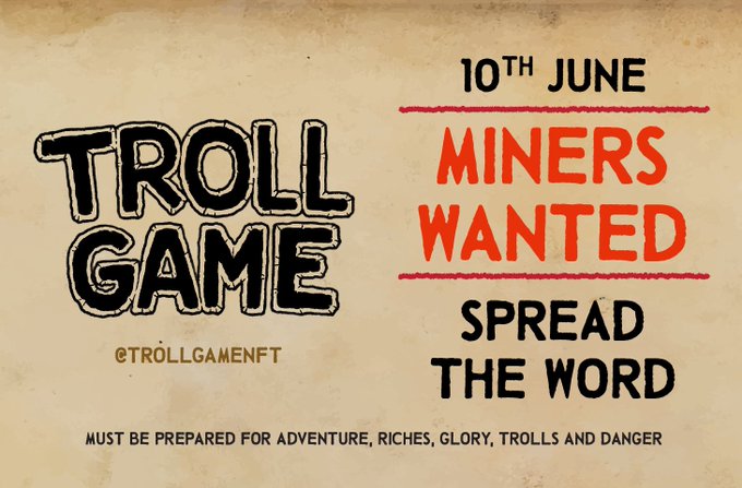TrollGameNFT's tweet photo. It's coming up to a week since we launched our first alpha mini-game, mining on the #Polygon network!

Come join us and see how deep in to the mines you can go!

https://t.co/YkQqrIzLwc

#NFTCommunity #NFTGiveaways #NFTs #NFTdrop #NFTArt #FreeNFT #NFTProject #NFTartist #crypto https://t.co/ZHfhSi1oGb