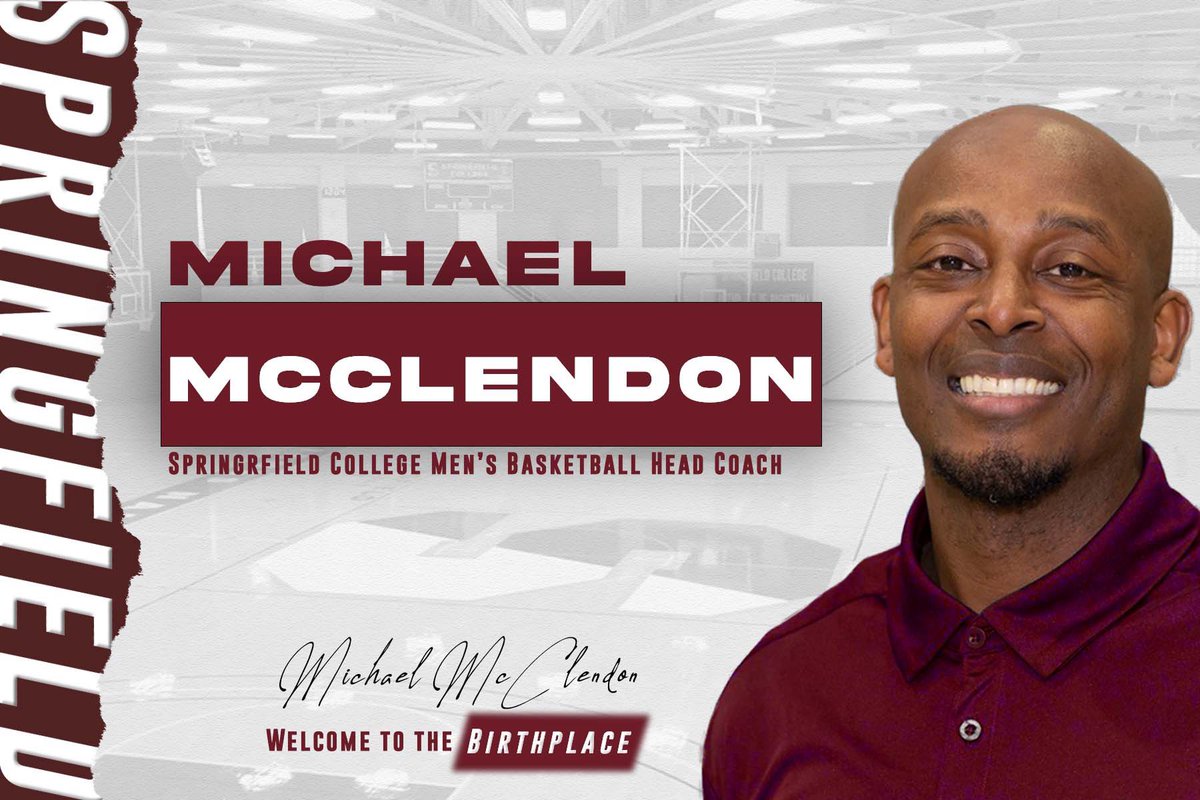 Excited to announce the hiring of Michael McClendon as the 15th Head Coach of the Springfield College Mens Basketball team! Welcome to the Birthplace Coach McClendon!