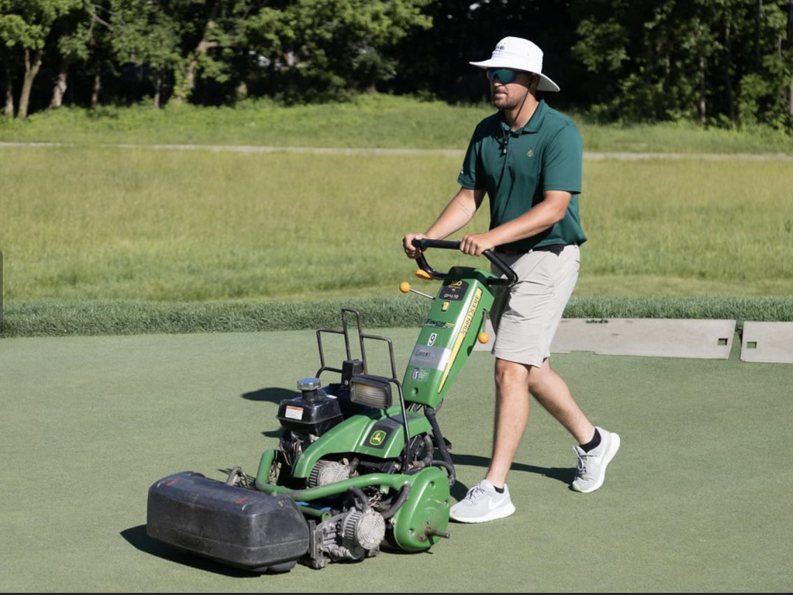 TurfState's tweet photo. Current MSU Turf student, Austin Clenney, gained valuable tournament experience last week on his internship at Merion Golf Club. As him and his coworkers successfully hosted the 2022 Curtis Cup. Keep up the great work, Austin! #MSUTurf #Internship #Merion #CurtisCup https://t.co/AKdygLPJw6