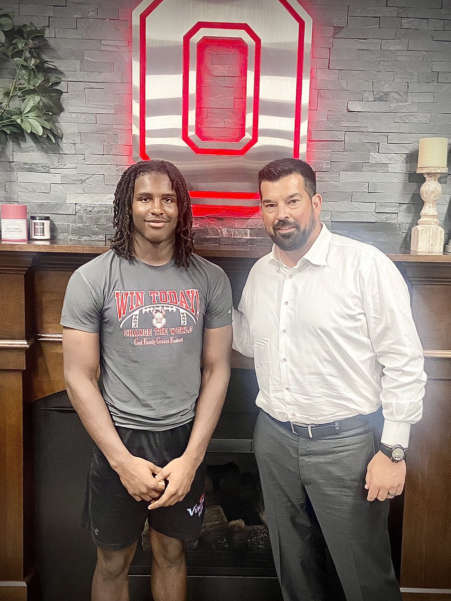 BoJackson2025's tweet photo. After a great camp today with @CoachTonyAlford and A great conversation with @ryandaytime … I am very blessed to announce I have received a division 1 offer to play football @OhioStateFB … @VASJFootball @JRotsky @shootersbrother @tillman_coach https://t.co/gZUT06Kx04