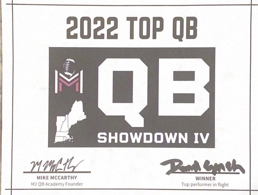 David_Lynch16's tweet photo. Had a great two days this past weekend at the @M2_QBacademy camp. Was fortunate to be able to make the top 10 and compete in the finale 7v7s then to finish 2nd out of 55 QBs at the camp. Thanks to @M2_QBacademy @StevieDEmilia @CoachMcLaughl1n and all the other coaches. https://t.co/yOVhya27nH