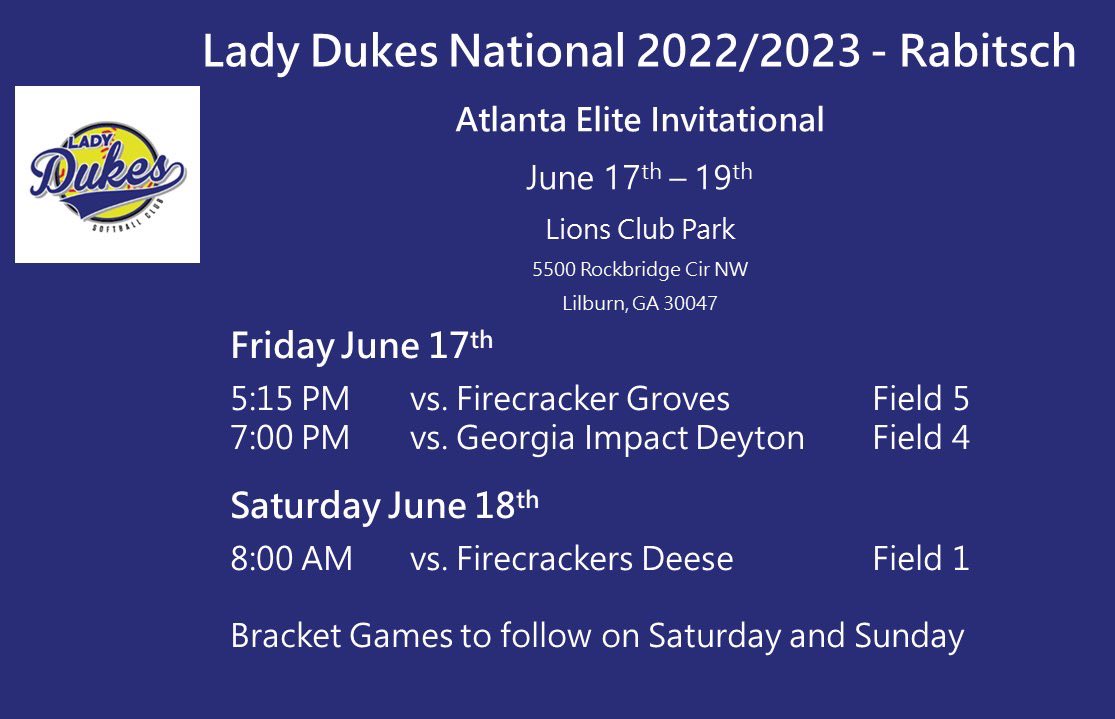 Come watch us this weekend at the Atlanta Elite Invitational! @LadyDukesSBorg