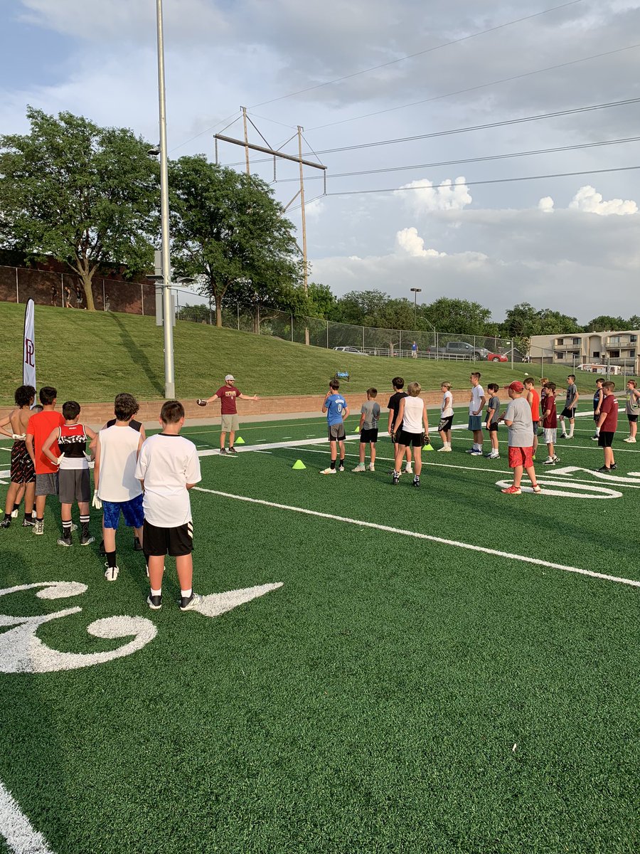 Day one of the football camp for 6th, 7th, and 8th graders!