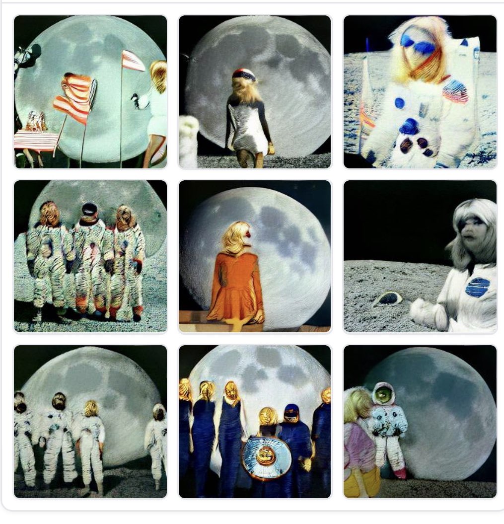 mtthwwmn's tweet photo. Blondie moon landing #dallemini #dalle #aiart #NASA https://t.co/BRJzElVlC5