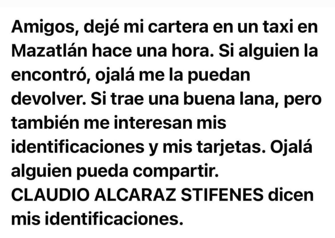⚠️ ATENCIÓN ⚠️
MI BONITA GENTE DE MAZATLÁN, SINALOA.
TIREN PAROOO... !!!
<a href="/ClaudioAlcaraz/">Claudio Alcaraz</a>