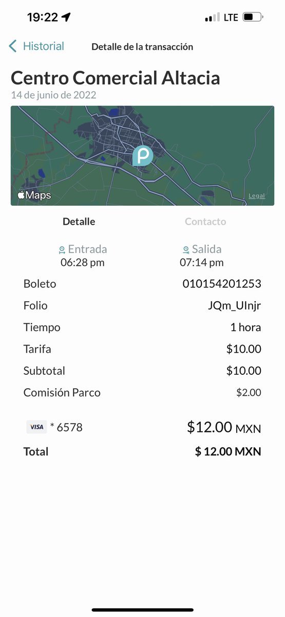 Si fuiste a altacia hoy y entraste a las 6:28 de la tarde te invite tu boleto de estacionamiento porque me equivoqué de números👍🏼😄