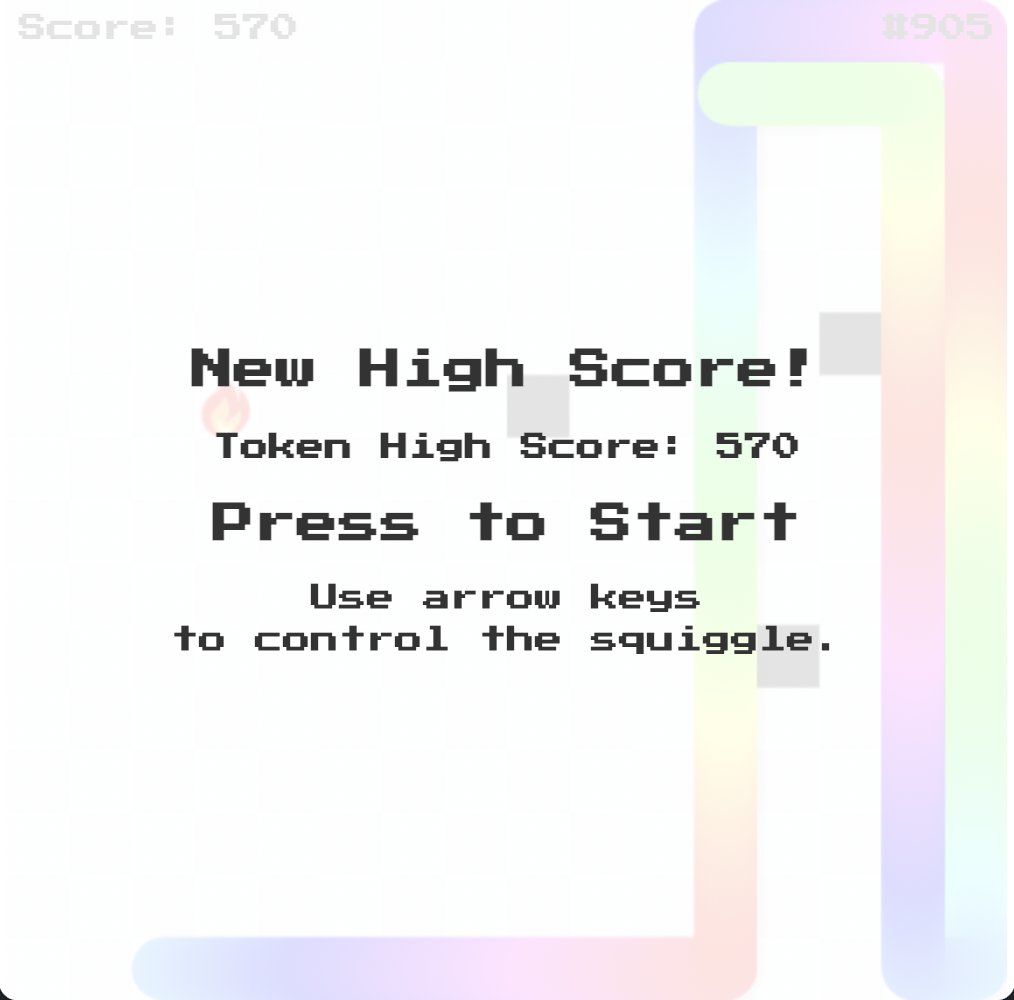 Day 1 - High score with my Squiggle Game Token ID #905 <a href="/LITWTF/">$LIT</a> #squigglegame