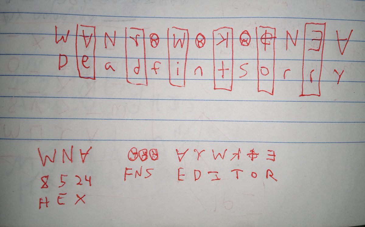 EcclesiaRocks's tweet photo. A possible #ZodiacKiller #Z13 solution
My name is "8 5 24 (HEX) - FNS - EDITOR"
Dead fint sorry
end
#Grille #Cipher + #SplitAlphabet #Shift - Half english and half #French - Upside down - Possible Initials
#USA #Codes #California #SanFrancisco #ColdCase https://t.co/0vS9FPvbT7