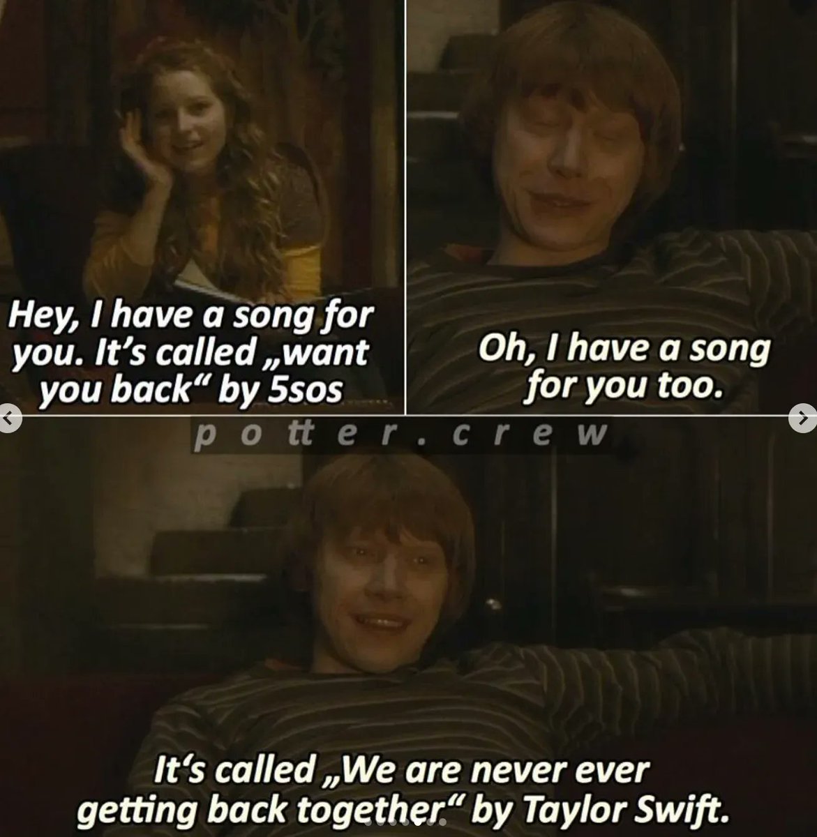 MuggleNet's tweet photo. If you had to defend Lavender with a song, which tune would you reference as a clap back to Ron? #ClapBack 🎶 
#PotterMeme by potter.crew over on Instagram! https://t.co/qAJsUGA5Le https://t.co/sp0eQQM0iy