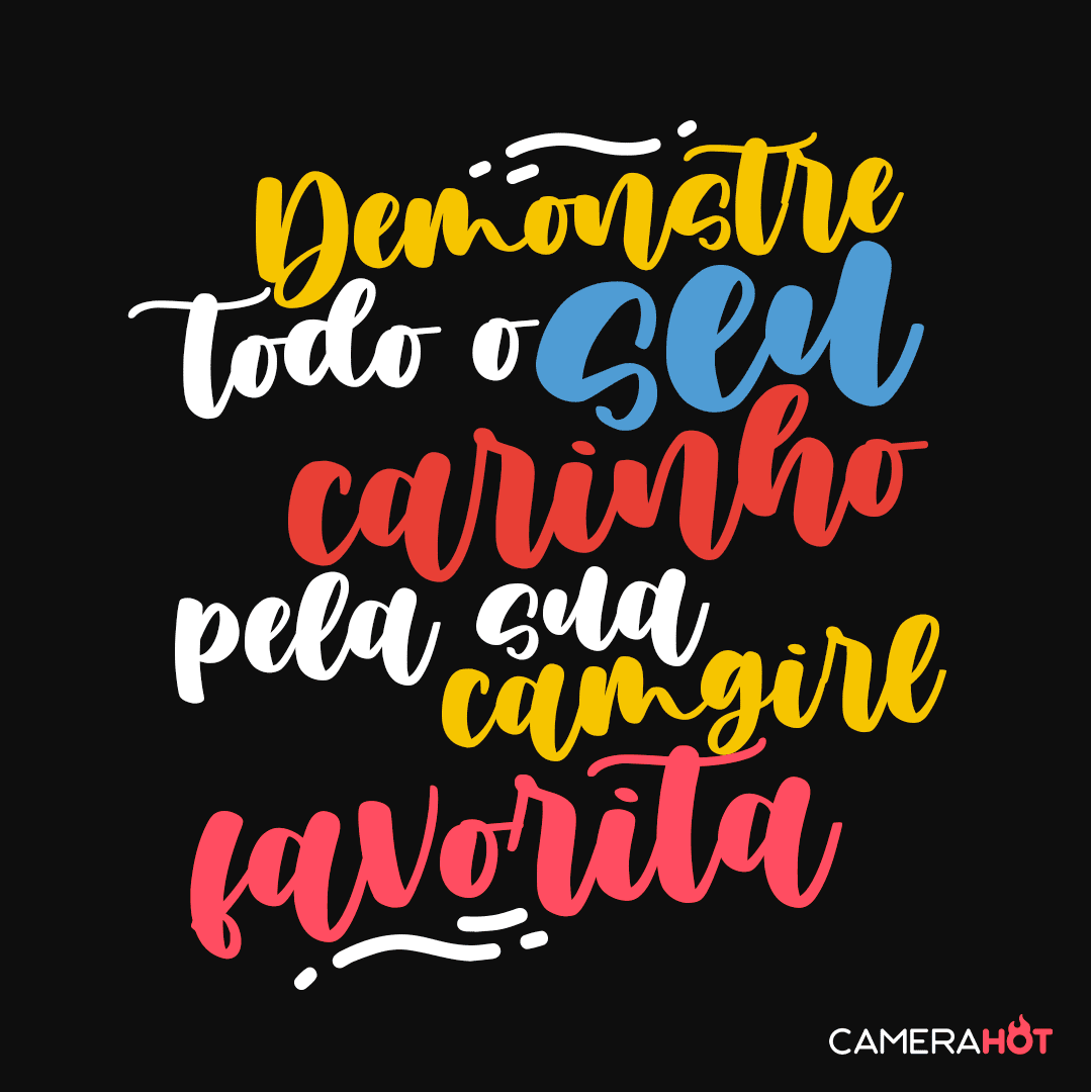 Seja através de uma mensagem surpresa, uma visitinha rápida no chat, uma avaliação após o atendimento ou um mimo surpresa... 

No CameraHot.com você pode demonstrar carinho pela sua camgirl favorita de várias maneiras!