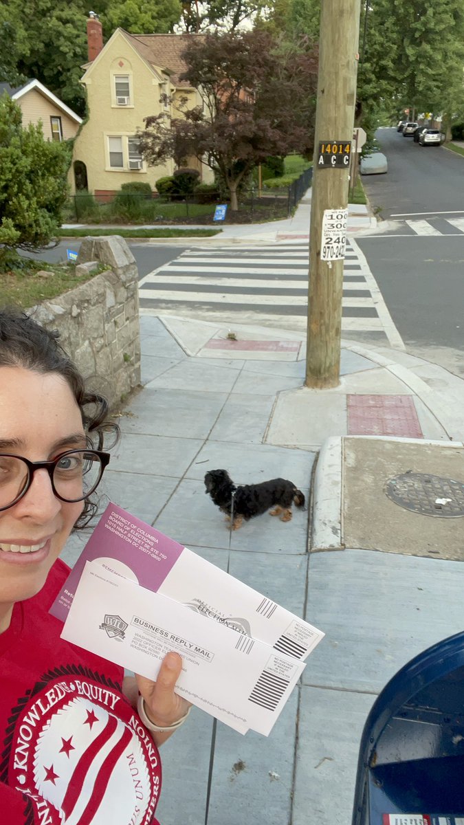 DCWard7teacher's tweet photo. Today I did a 2-for-1 educator power vote. I got to vote for @DC_CORE endorsed candidates in the WTU election (including myself and @2022Unity!!) and then the WTU endorsed DC Primary candidates most importantly @erinfordc!!!!!!!!!!!! Who is easily my most exciting vote. ✅💪🤩 https://t.co/mwu2ukgbnf