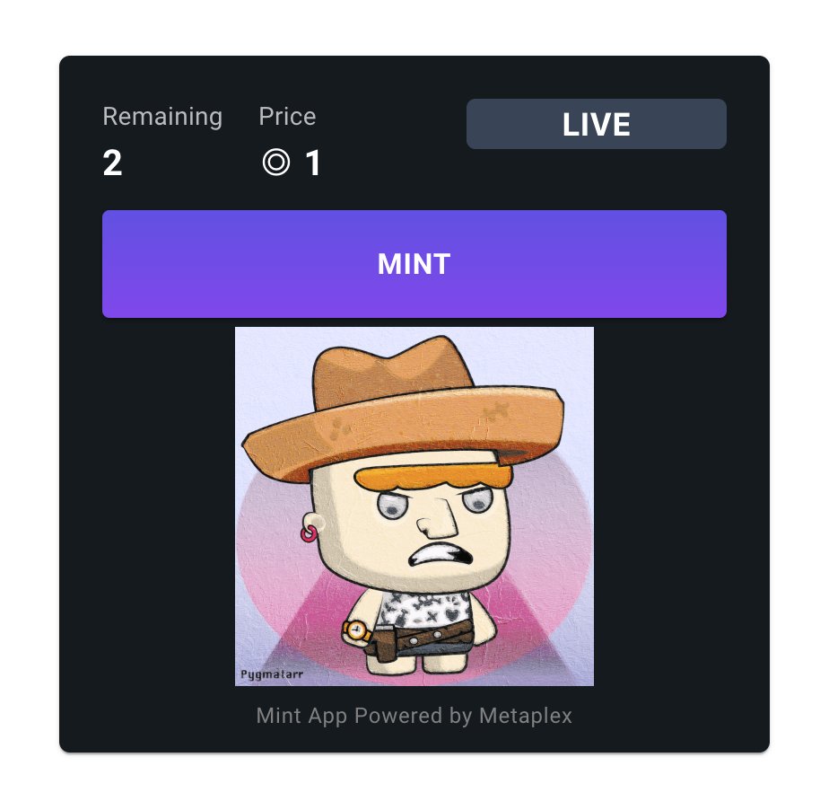 🚨Pygmies Land🚨 LAST 2 NFTs

👉 MINT IS LIVE - price 1 $SOL mint.pygmies.land

discord.gg/GqT6Ajm3Ga

#NFTs #NFT #NFTCommunitys #NFTProject #NFTMint #NFTCommunity #NFTCollector #NFTCollectors #NFTCollection $BRUSH #BRUSH #PygmiesLand #Solana #NFTProject #SolanaNFTs