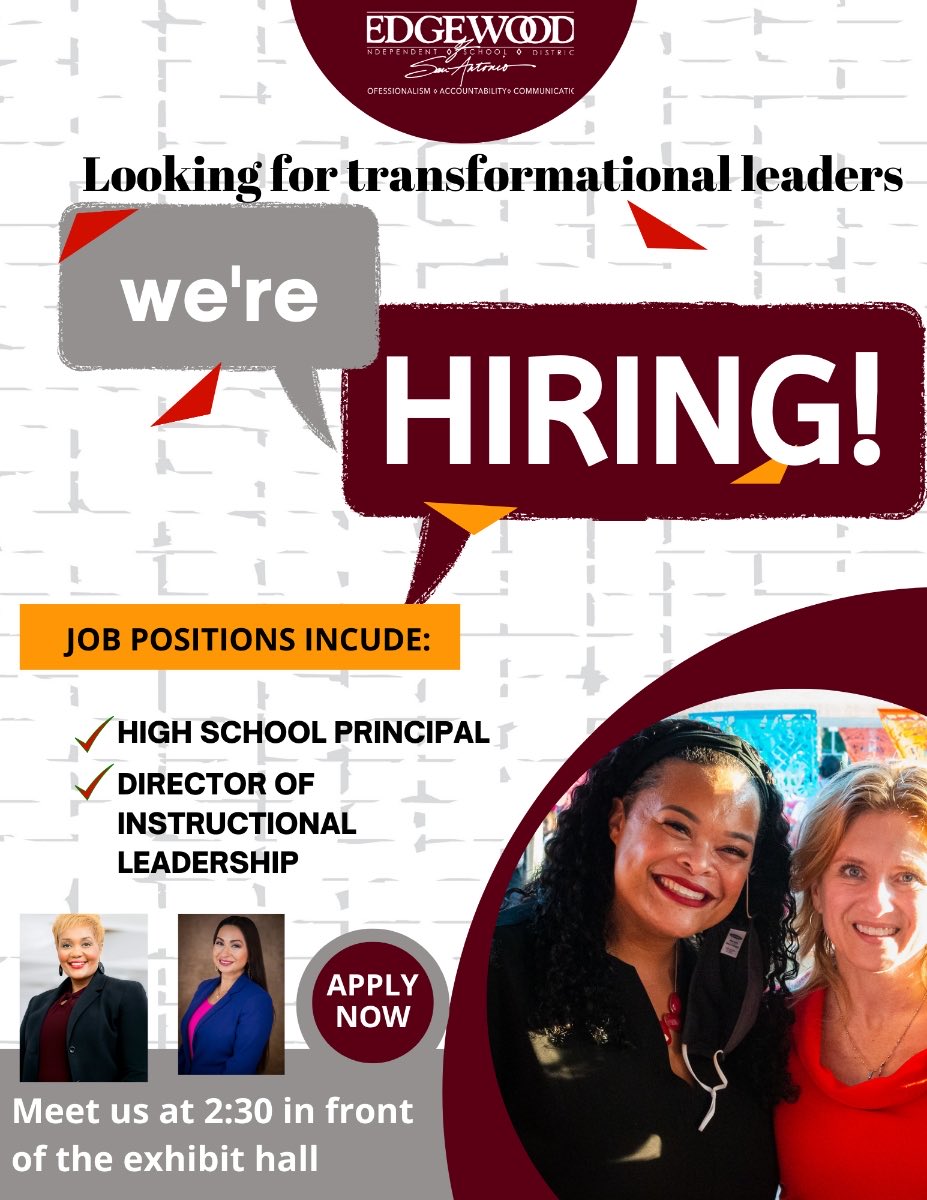 Are you a dynamic administrator looking to work in an innovative district? Meet us at 2:30pm outside of the Exhibit Hall Wednesday, June 15th. #TASSPSW22 ⁦@TASSP1⁩