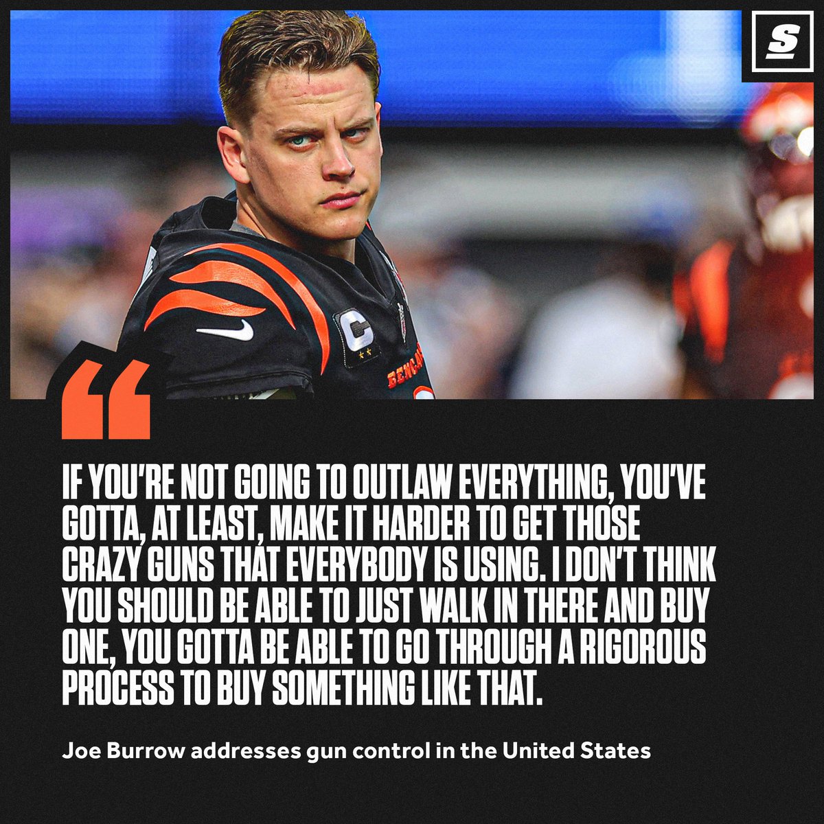 CincyProblems's tweet photo. Joe Burrow speaks out on gun control. https://t.co/QJz72ilKWJ