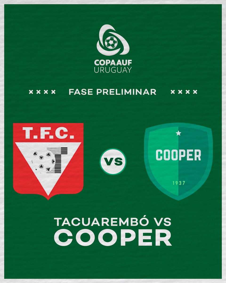 👋🏻 ¡Hola, <a href="/TacuaremboFC1/">Tacuarembó Fútbol Club</a>!

🤩 Orgullosos de seguir creciendo y participar de la primera edición de la <a href="/CopaAUFUruguay/">Copa AUF Uruguay</a> 

#SomosCooper
