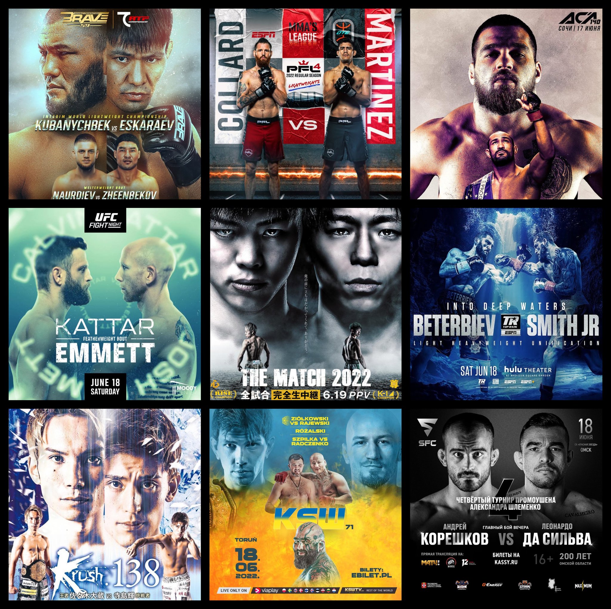 caposa on Twitter "Live Combat Sport Schedule 6/15 6/19 Complete