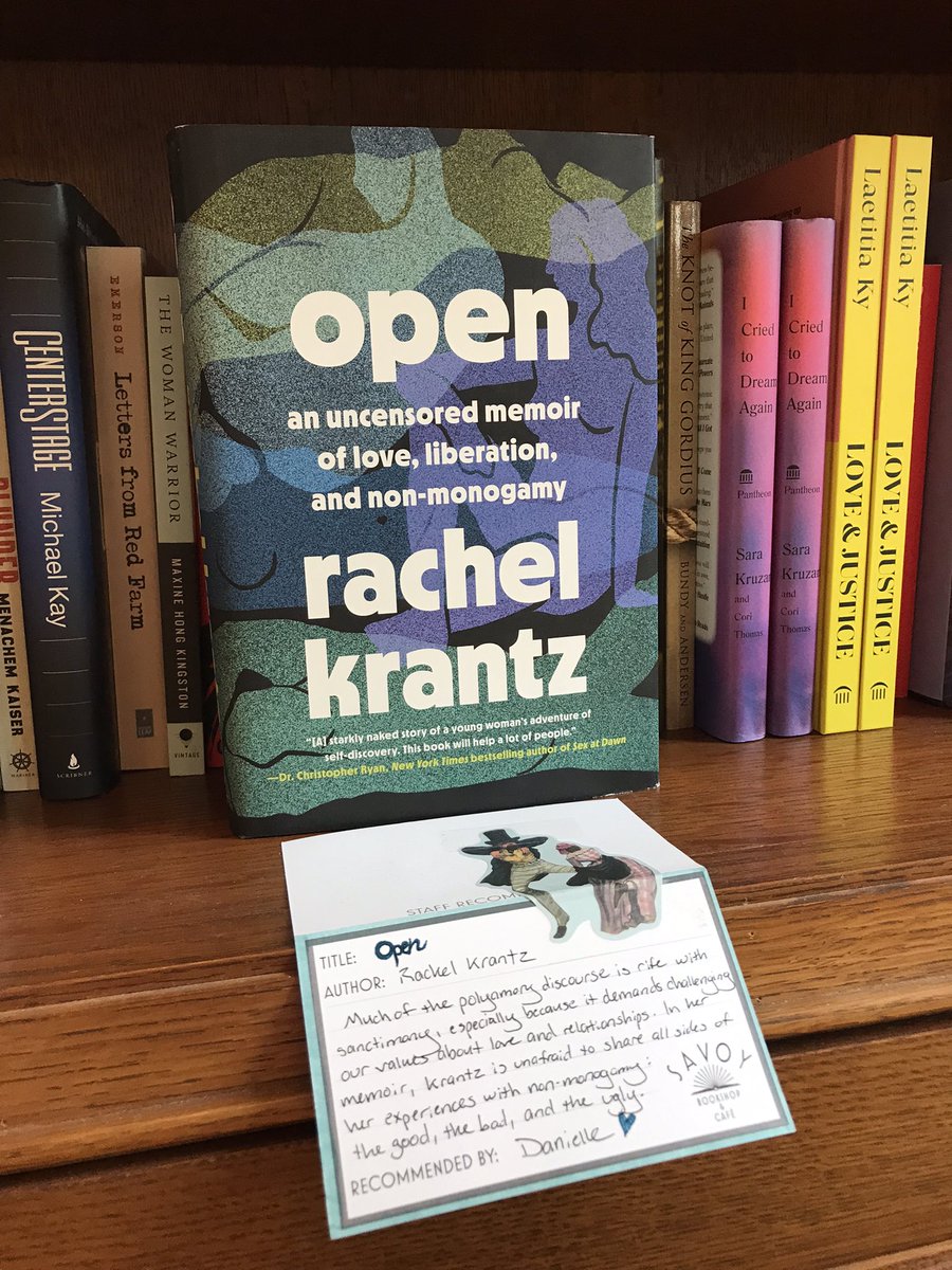 recdyourbook's tweet photo. Hi, @RachelKrantz! I have been recommending Open to all the local queers seeking polyam representation. I wrote a shelf-talker for it at Savoy Bookshop to encourage others to read it, too! https://t.co/LWqtdIM6AT