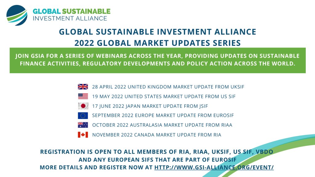 As part of a series of Global Market Update webinars hosted by 
<a href="/GlobalSIF/">GSIA</a>, <a href="/JapanSIF/">日本サステナブル投資フォーラム</a> will be presenting its market update this Friday 17 June 2022 at 5pm Japan time (6pm AEST / 8pm NZST). Register below.
gsi-alliance.org/event/