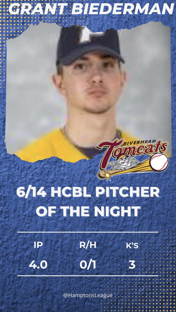 HamptonsLeague's tweet image. Tonight’s HCBL nightly awards for 6/14 go to Matt Pelcher of @ClippersHCBL and Grant Biederman of @TomcatsHCBL.

@HofstraBaseball @PaceUBaseball