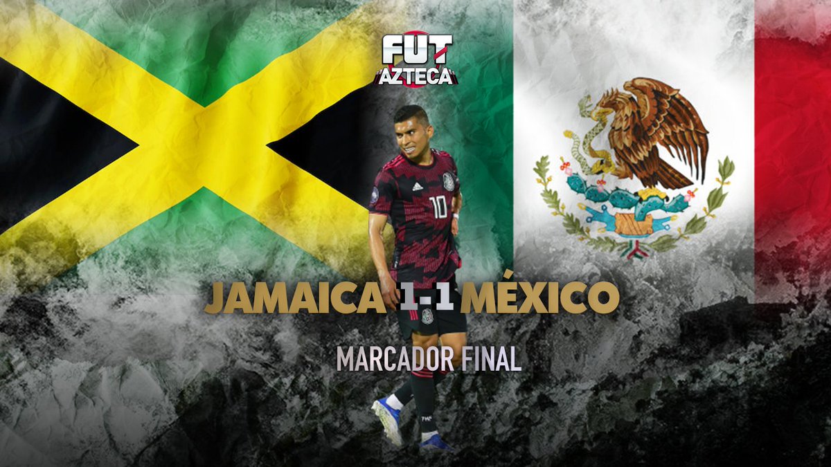 AztecaDeportes's tweet photo. ¡EMPATE EN JAMAICA!
¡El cuadro de Gerardo Martino igualó 1-1 en Jamaica con tanto de Luis Romo!
#MiPolloEs
#JamaicavsMéxico 🇯🇲 🆚🇲🇽
#México #SelecciónMexicana #Qatar2022 #Futbol #Soccer https://t.co/iFgYMngl3K