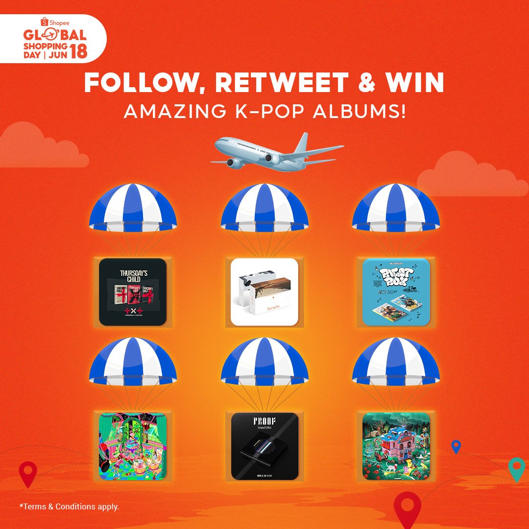 ShopeeMY's tweet photo. ⭐GLOBAL SHOPPING DAY K-POP ALBUM GIVEAWAY⭐

Wanna stand a chance to win 1 of these 6 albums? More details below! 💖😍

*T&amp;Cs apply. Find out more about Global Shopping Day here: https://t.co/MPbLxah7QF 

#ShopeeMY #ShopeeMYGiveaway #GlobalShoppingDay https://t.co/oMwI0J1fzM