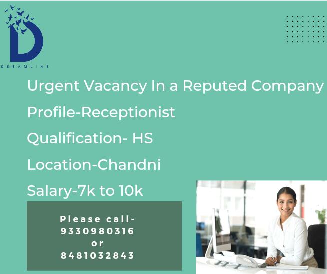 DreamlineJob's tweet image. #dreamline #directjob #success #success_story #interview 
Any One Interested Please Call-8481032843  or 9330980316
We are hiring..!!!
Job role-Receptionist
Qualification-HS
Location-Chandni