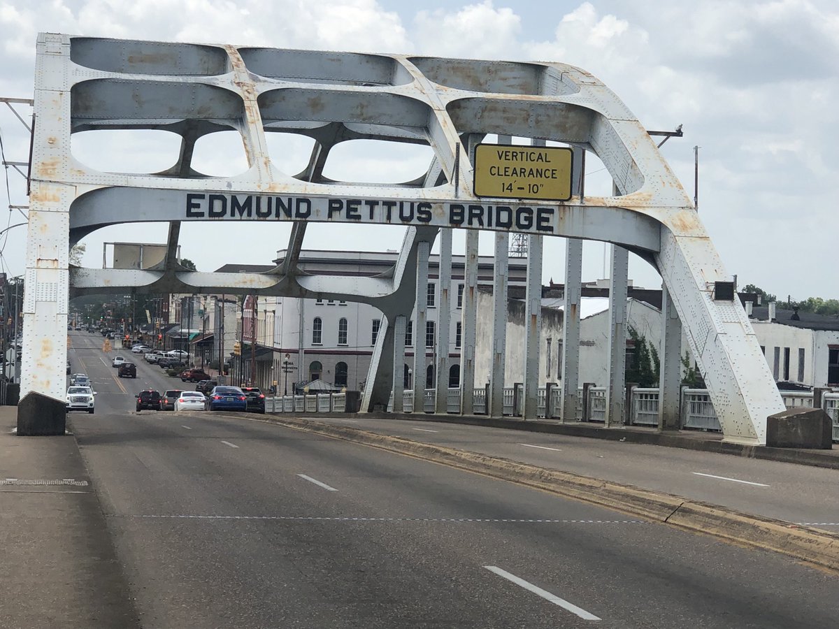 Thompson7Jeremy's tweet photo. What a day! Went to Selma to walk the Pettus Bridge. Humbling experience. Little did we know that we would meet someone who was there, marched, and has the scar on his head to prove it. George Sallie was an inspiration. We chatted with him for quite some time. What a moment! https://t.co/8itr9FP0Sz