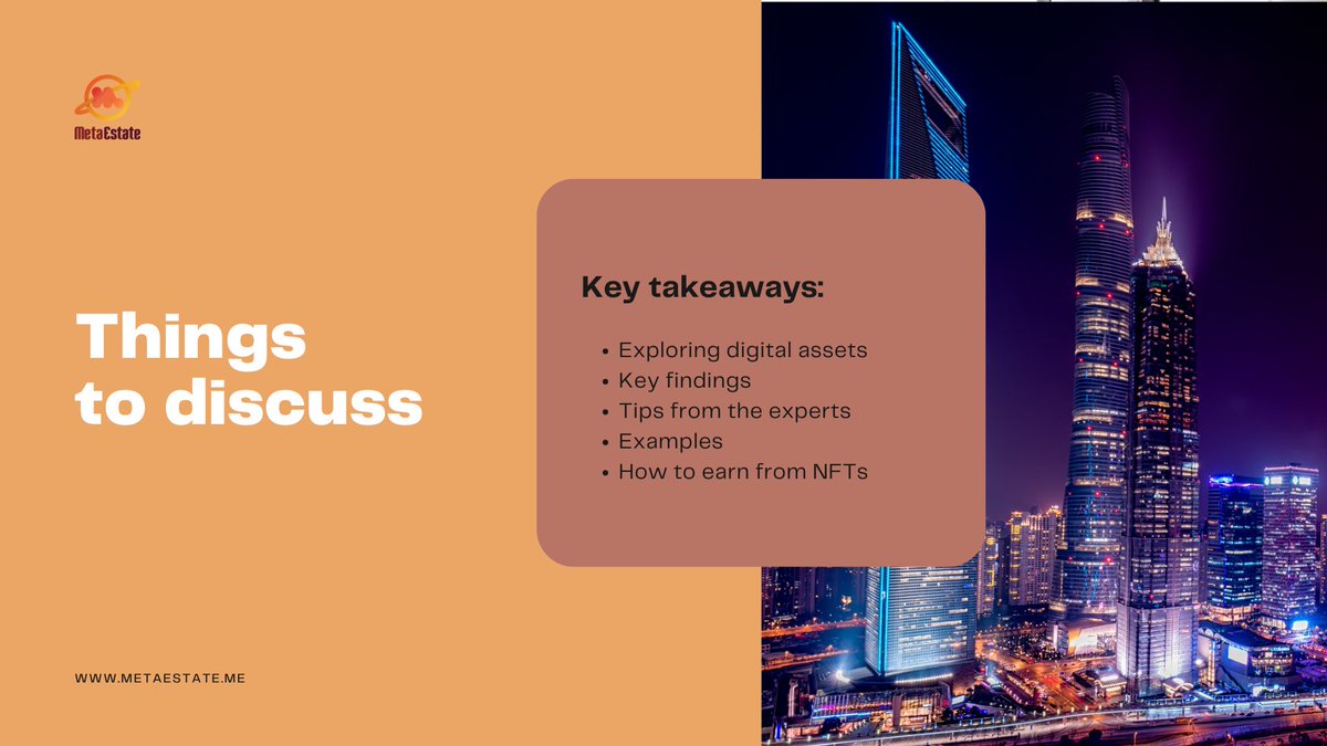 MetaestateMe's tweet photo. Why MetaEstate is the perfect investment for anyone looking to protect their financial future?

Tune in for our NFT ultimate guide. #DYOR.

#virtualevent 
#property
#investment
#virtualreality
#business
#technology
#investing
#NFTs 
#NFTCommmunity 
#VirtualReality 
#nftart https://t.co/SiyZG9bHS7