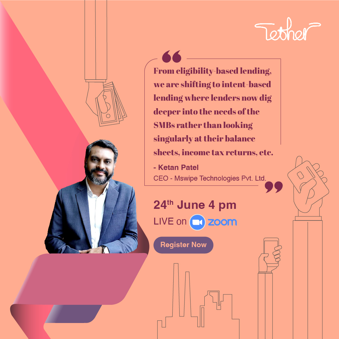 TetherCommunity's tweet photo. Watch Ketan Patel, CEO at @Mswipe, throw light on digital payments and how they impact MSMEs in India's journey to a cashless economy. 

Join us at 4pm on 24th June. Register at https://t.co/nm5IzOHf43
 
#M2P #Tether #DigitalPayments #MSMEs #IndianEconomy #Fintech #Mswipe #Events https://t.co/CHjEQHm71z
