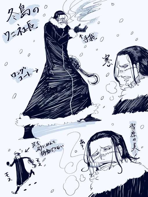 冬島で戦ってる鰐社長の夢を見たので忘れないうちに描いた❄️ 
