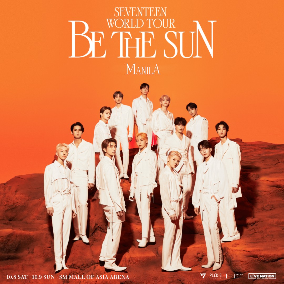 SEVENTEEN WORLD TOUR BE THE SUN on October 8 and 9 at MOA Arena. Presented by <a href="/livenationph/">Live Nation PH</a>