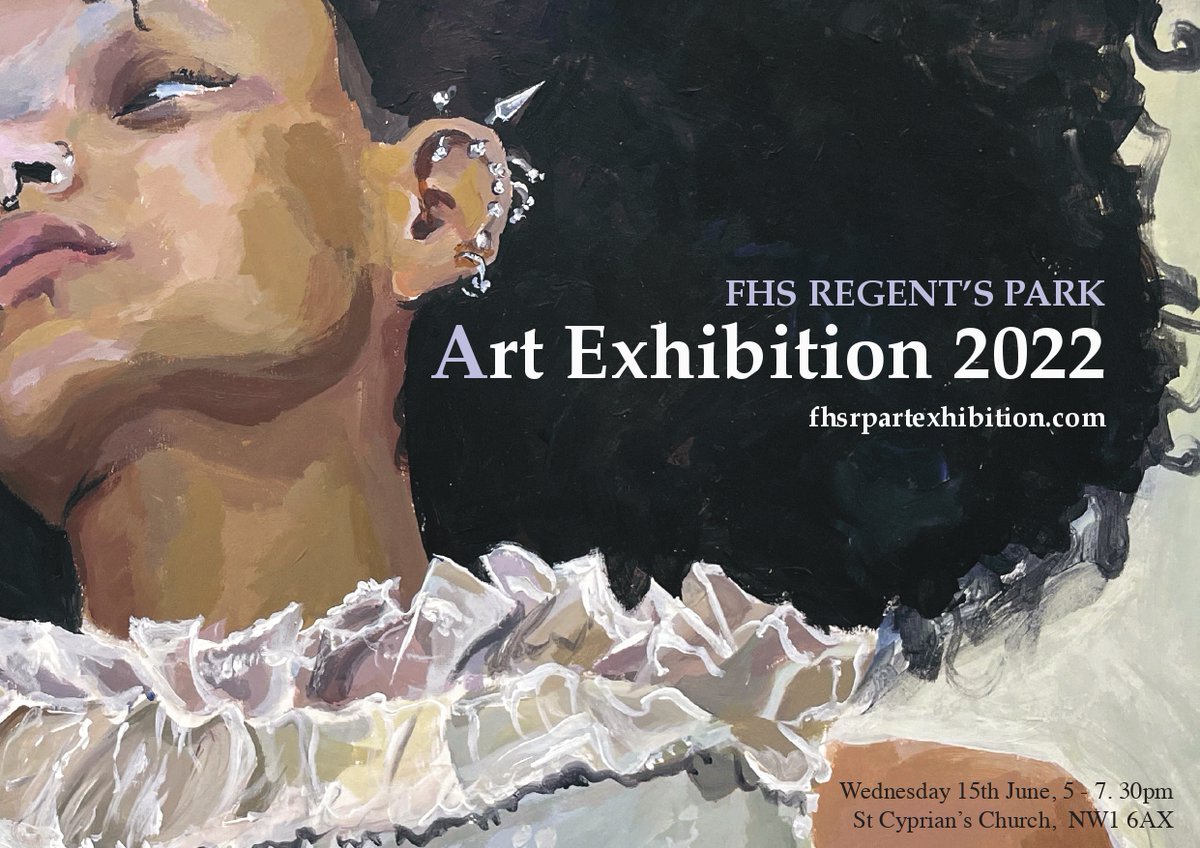 FHSRegentsPark's tweet photo. Today's the day! Our Art Exhibition at St Cyprian's Church opens today for public viewing from 5-7:30pm, and tomorrow from 4-6:30pm. Come along and see our GCSE and A Level students' fabulous pieces #FHSCreativity #FHSArt #ArtExhibition https://t.co/Yb54BEF01l